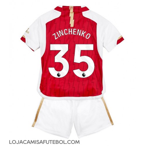 Camisa de Futebol Arsenal Oleksandr Zinchenko #35 Equipamento Principal Infantil 2023-24 Manga Curta (+ Calças curtas)